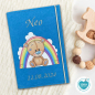 Preview: Designbeispiel der U-Heft Hülle blau Teddy mit Regenbogen für Jungs